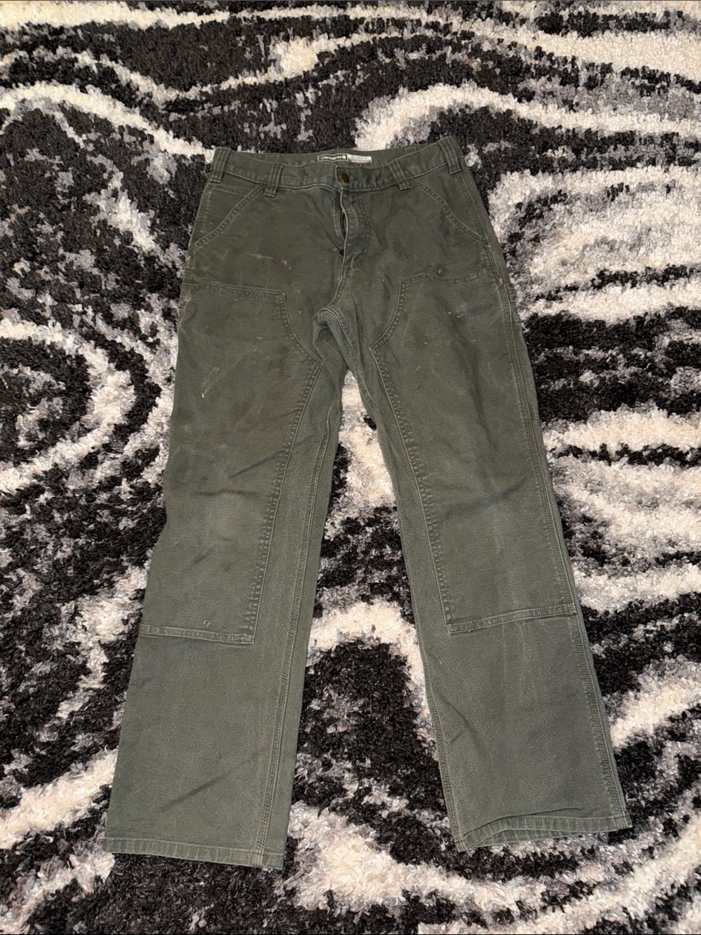 32x32 Relaxed Fit Carhartt Double Front Duck Moss Work Pants